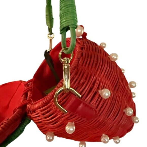 Kate Spade Target Strawberry Basket Purse Red Faux Pearl Bucket Bag Handbag NWT - Picture 12 of 12